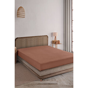 Mocca Mousse %100 Pamuklu Yıkamalı Battal Boy Lastikli Çarşaf 180*200 Kahverengi