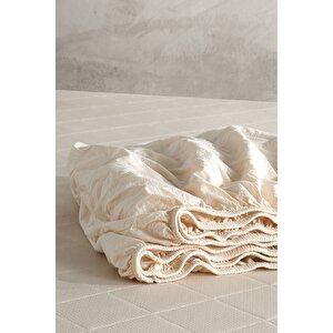 Pure Natural %100 Pamuklu Yıkamalı Tek Kişilik Lastikli Çarşaf 100*200 Bej