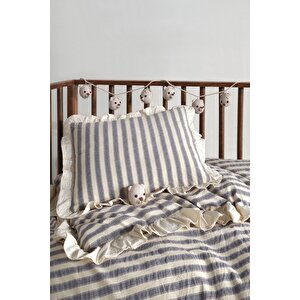 Bluesky Bebe %100 Pamuk Fırfırlı Ipliği Boyalı Nevresim Takımı 100*150