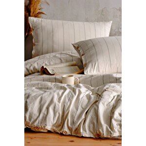 Helen %100 Pamuklu Yıkamalı İpliği Boyalı Nevresim Takımı Aile Seti (family Set)