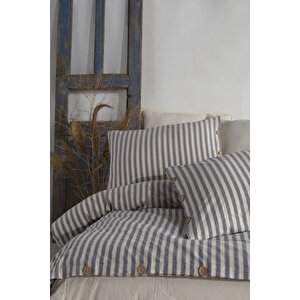 Bluesky %100 Pamuklu Ipliği Boyalı Yıkamalı Battal Boy Nevresim Takımı 240*220