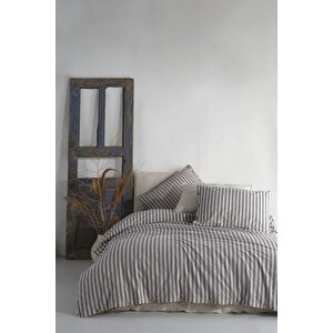 Bluesky %100 Pamuklu Ipliği Boyalı Yıkamalı Battal Boy Nevresim Takımı 240*220