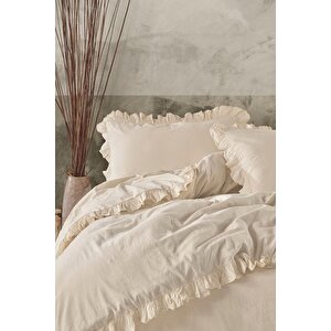 Grace %100 Pamuklu Fırfırlı Yıkamalı Çift Kişilik Nevresim Takımı 200*220