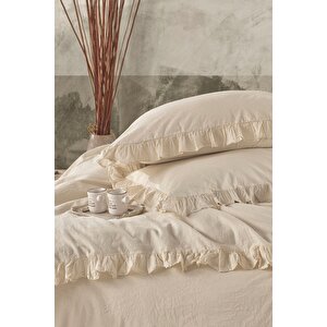 Grace %100 Pamuklu Fırfırlı Yıkamalı Çift Kişilik Nevresim Takımı 200*220
