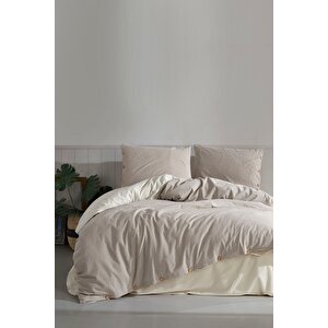 Tezza %100 Pamuklu Yıkamalı İpliği Boyalı Nevresim Takımı Aile Seti (family Set)