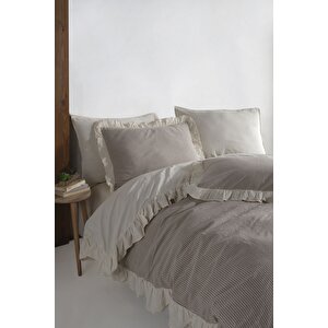 Ruffle %100 Pamuklu Fırfırlı Ipliği Boyalı Tek Kişilik Nevresim Takımı 160*220