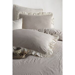 Ruffle %100 Pamuklu Fırfırlı Ipliği Boyalı Tek Kişilik Nevresim Takımı 160*220