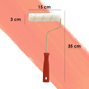 -1085 Eksport 14 Mm Tüylü 2 Cm İç Cephe Saplı Kalorifer Boya Rulosu 15 Cm