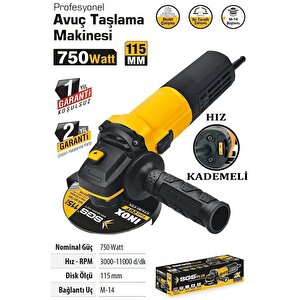Sgs Avuç Taşlama 115 Mm 750 Watt Devir Ayarlı 5111
