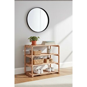 Bysay 4 Raflı Banyo Düzenleyici Raf Ahşap Mutfak Banyo Dolabı Çok Amaçlı Düzenleyici Raf