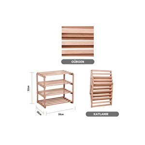 Bysay 4 Raflı Banyo Düzenleyici Raf Ahşap Mutfak Banyo Dolabı Çok Amaçlı Düzenleyici Raf