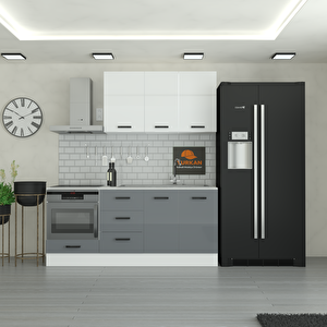 195 Cm Mutfak Dolabı  Mdf Kapak Tezgah Dahil Yrkn195 98