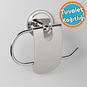 Yapışkanlı Metal Tuvalet Kağıtlık Aparat Kapalı Wc Kağıt Standı Bez Havluluk Paslanmaz Sağlam Krom