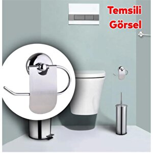 Yapışkanlı Metal Tuvalet Kağıtlık Aparat Kapalı Wc Kağıt Standı Bez Havluluk Paslanmaz Sağlam Krom