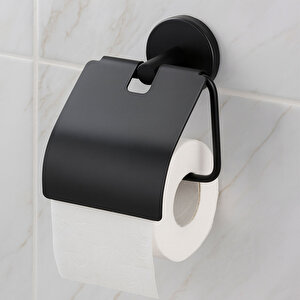 Kapaklı Metal Wc Kağıtlık Duvar Tipi Paslanmaz Tuvalet Kağıt Aparatı Dayanıklı Banyo Aksesuarı Siyah