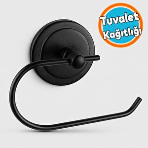 Metal Yapışkanlı Tuvalet Kağıtlık Aparat Açık Wc Kağıt Standı Havluluk Paslanmaz Metal Sağlam Siyah