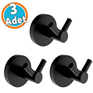 Askılık Vidalı Paslanmaz Metal Duvar Askısı Banyo Ve Mutfak İçin Modern Tasarım Siyah 3 Adet