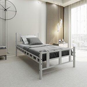 Lotus Tek Kişilik 100x200 Cm Metal Karyola A Kalite, Ses Çıkarmaz ,ölçülü Model Karyola Beyaz 1636-c