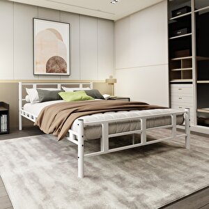 Lotus 150x200 Metal Karyola A Kalite, Ses Çıkarmaz ,ölçülü Model Karyola Beyaz 1634-b