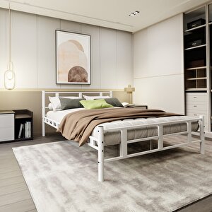 Lotus 150x200 Metal Karyola A Kalite, Ses Çıkarmaz ,ölçülü Model Karyola Beyaz 1634-b