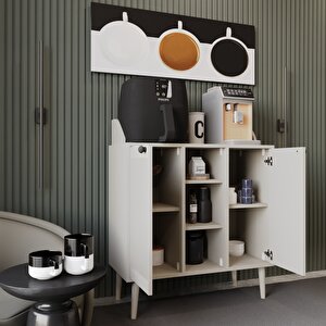 Melura Kahve Kiler-kahve Köşesi %100 Mdf Lake Ahşap Ayak Çok Amaçlı Dolap Kumtaşı