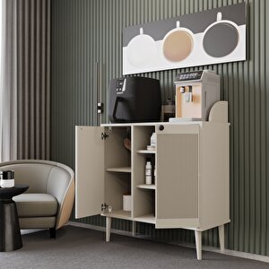 Melura Kahve Kiler-kahve Köşesi %100 Mdf Lake Ahşap Ayak Çok Amaçlı Dolap Kumtaşı