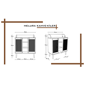 Melura Kahve Kiler-kahve Köşesi %100 Mdf Lake Ahşap Ayak Çok Amaçlı Dolap