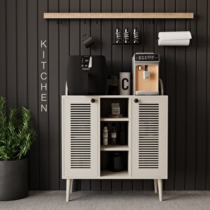 Kahve Kiler-kahve Köşesi %100 Mdf Lake Ahşap Ayak Çok Amaçlı Dolap Kumtaşı