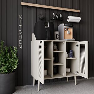 Kahve Kiler-kahve Köşesi %100 Mdf Lake Ahşap Ayak Çok Amaçlı Dolap Kumtaşı