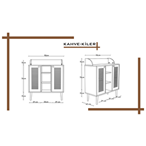 Kahve Kiler-kahve Köşesi %100 Mdf Lake Ahşap Ayak Çok Amaçlı Dolap