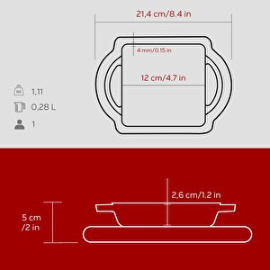 Lava Döküm Kare Sahan Döküm Demir Yekpare Çift Kulplu Kayın Servis Ahşabı Ölçü 12x12cm.-bordo