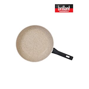 Lüks Granit 30 Cm Tava Yanmaz Yapışmaz Tava Krem Ezm-tv-6292 Petra