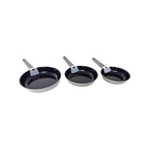 15016 Döküm Seramik 3 Parça Tava Seti Siyah (20-24-28 Cm)