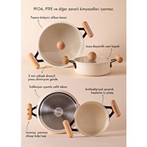The Mia Cucina Di Mia İndüksiyon Tabanlı Seramik Sahan Tava Seti 5 Parça