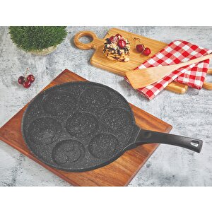 Granit Kaplama Emojili Pankek Ve Krep Tavası – Yapışmaz Yüzeyli, Ergonomik Saplı, Kahvaltılık Pişirme Tavası 28 Cm