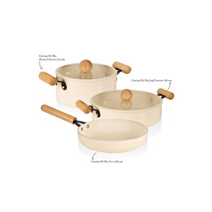 Cucina Di Mia İndüksiyon Tabanlı Seramik Tencere Tava Seti 5 Parça