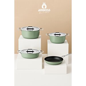 Anyolin 7 Parça Titanyum Kaplama Tencere Tava Seti (yeşil)