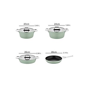 Anyolin 7 Parça Titanyum Kaplama Tencere Tava Seti (yeşil)