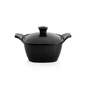 Felsen Kare Seramik Tencere Seti 7 Parça-siyah