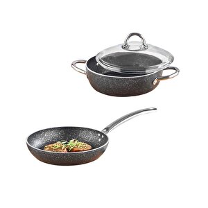Granit Karnıyarık Tencere Ve Tava Seti 26 Cm