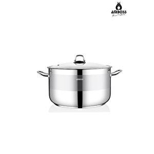 Saphire Paslanmaz Çelik 34 Cm Cam Kapaklı Derin Tencere