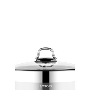 Saphire Paslanmaz Çelik 34 Cm Cam Kapaklı Derin Tencere