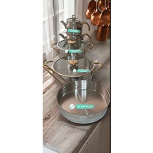 Akdeni̇z 9 Parça Platinyum Çelik Tencere Seti