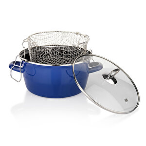 Fry Çıtır Kızartma Tenceresi 22 Cm 3 Parça-lacivert