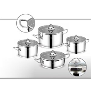 Fms Süzgülü Lüx 8 Parça Çelik Tencere Takımı Metal Kulp 6026