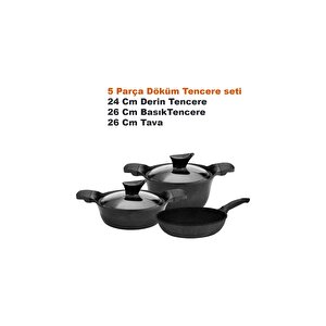 Cvs  5 Parça Döküm Granit Tencere Seti (24-26-26 Cm ) Dn 20030