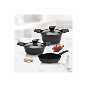 Cvs  5 Parça Döküm Granit Tencere Seti (24-26-26 Cm ) Dn 20030