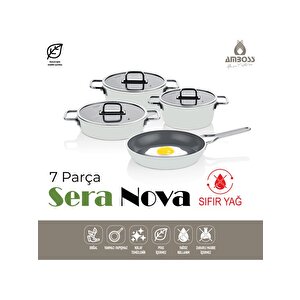 Sera Nova 7 Parça Seramik Tencere Tava Seti Beyaz