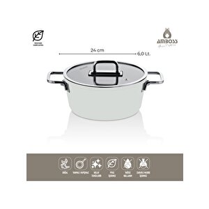 Amboss Sera Nova 7 Parça Seramik Tencere Tava Seti Beyaz