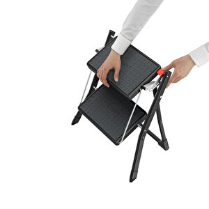 Hailo Mk61 Standartline Çelik 2 Basamaklı Katlanabilir Merdiven Siyah Renk